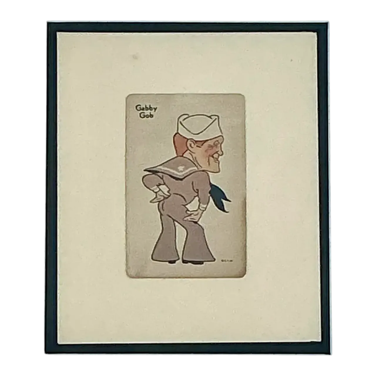 Vintage Boho Framed 1938 Old Maid Playing Card