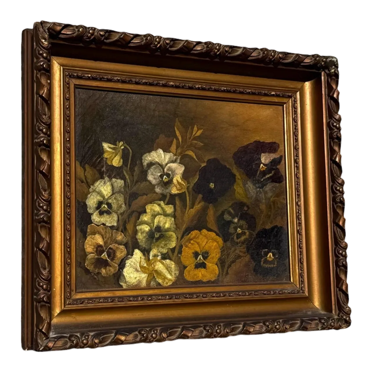 Vintage Boho Framed Still Life Oil on Canvas