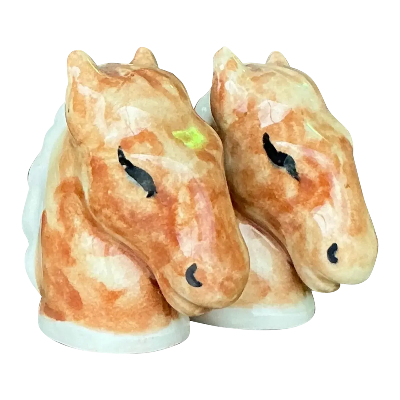 Vintage Boho Glazed Ceramic Horse Salt and Pepper Shakers - a Pair