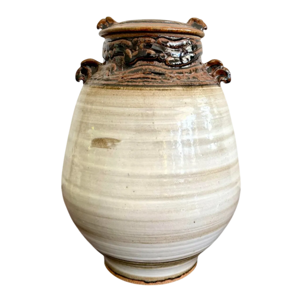 Vintage Boho Glazed Ceramic Jug With Lid