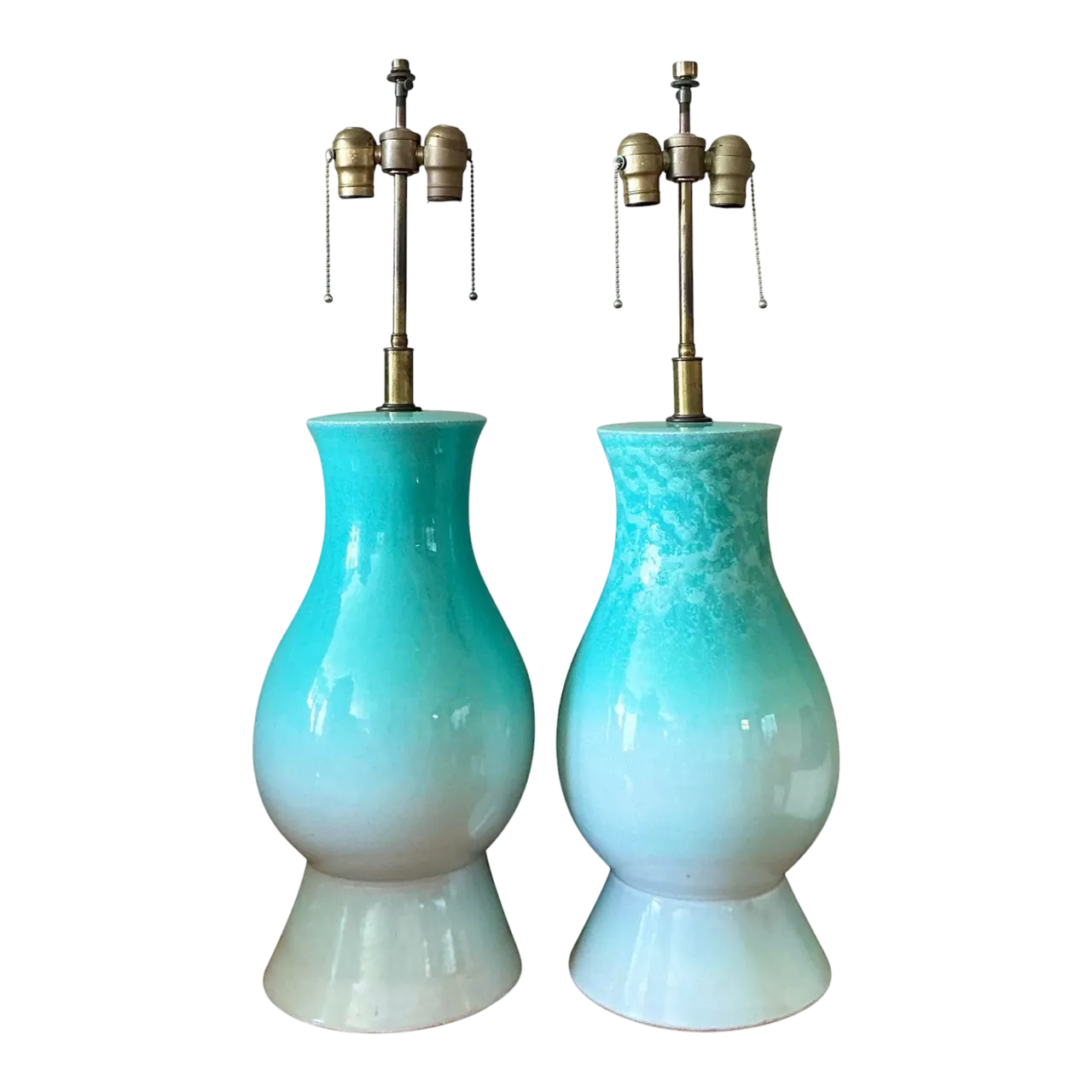 Vintage Boho Glazed Ceramic Lamps - A Pair
