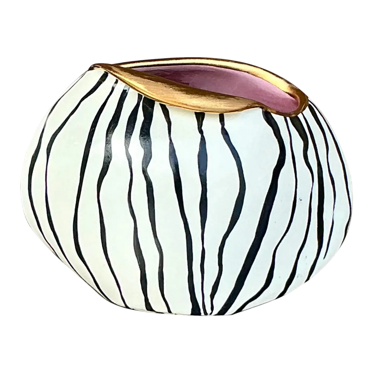 Vintage Boho Hand Painted Stripes Vase