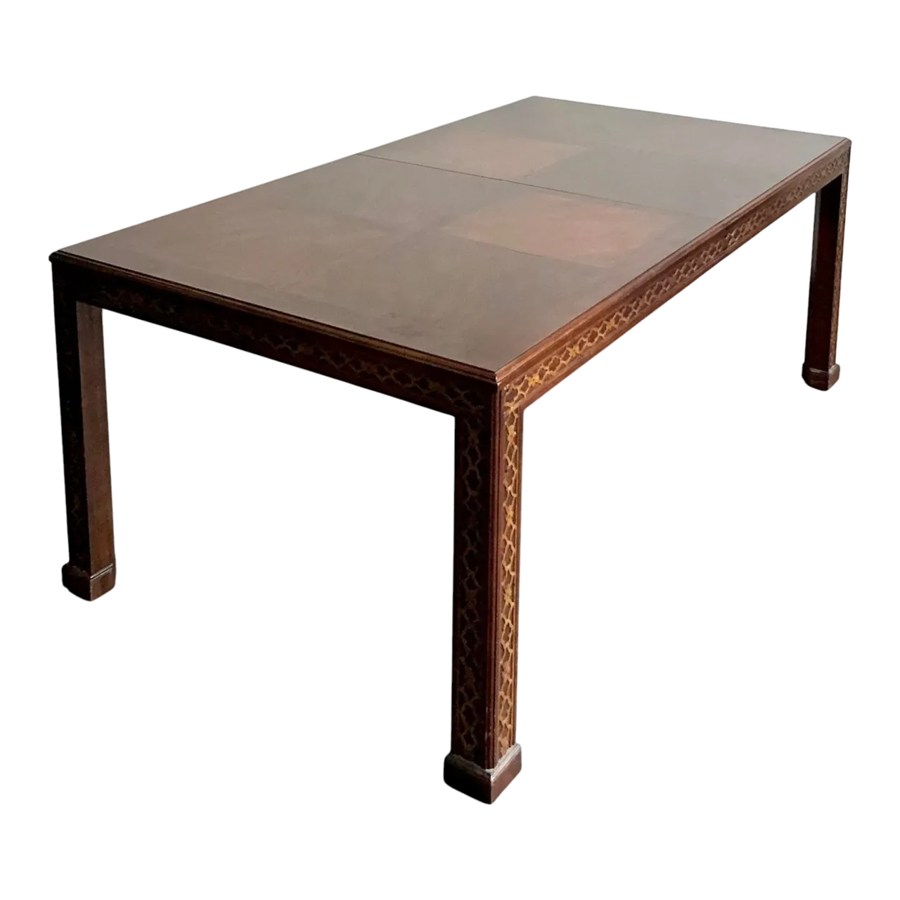 Vintage Boho Henredon Carved Fretwork Extendable Dining Table