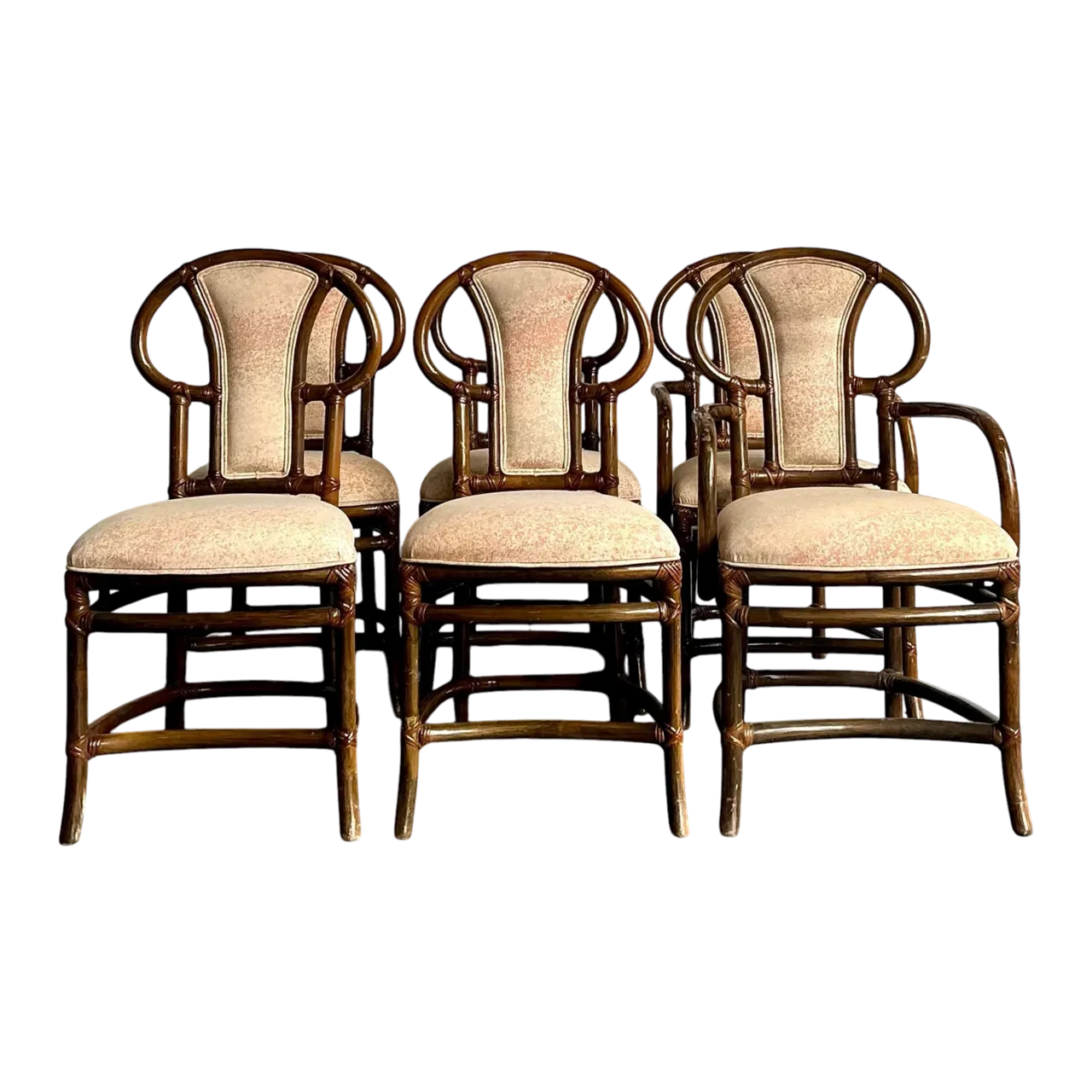 Vintage Boho Henry Olko for Willow and Reed Bent Rattan Dining Chairs - Set of 6