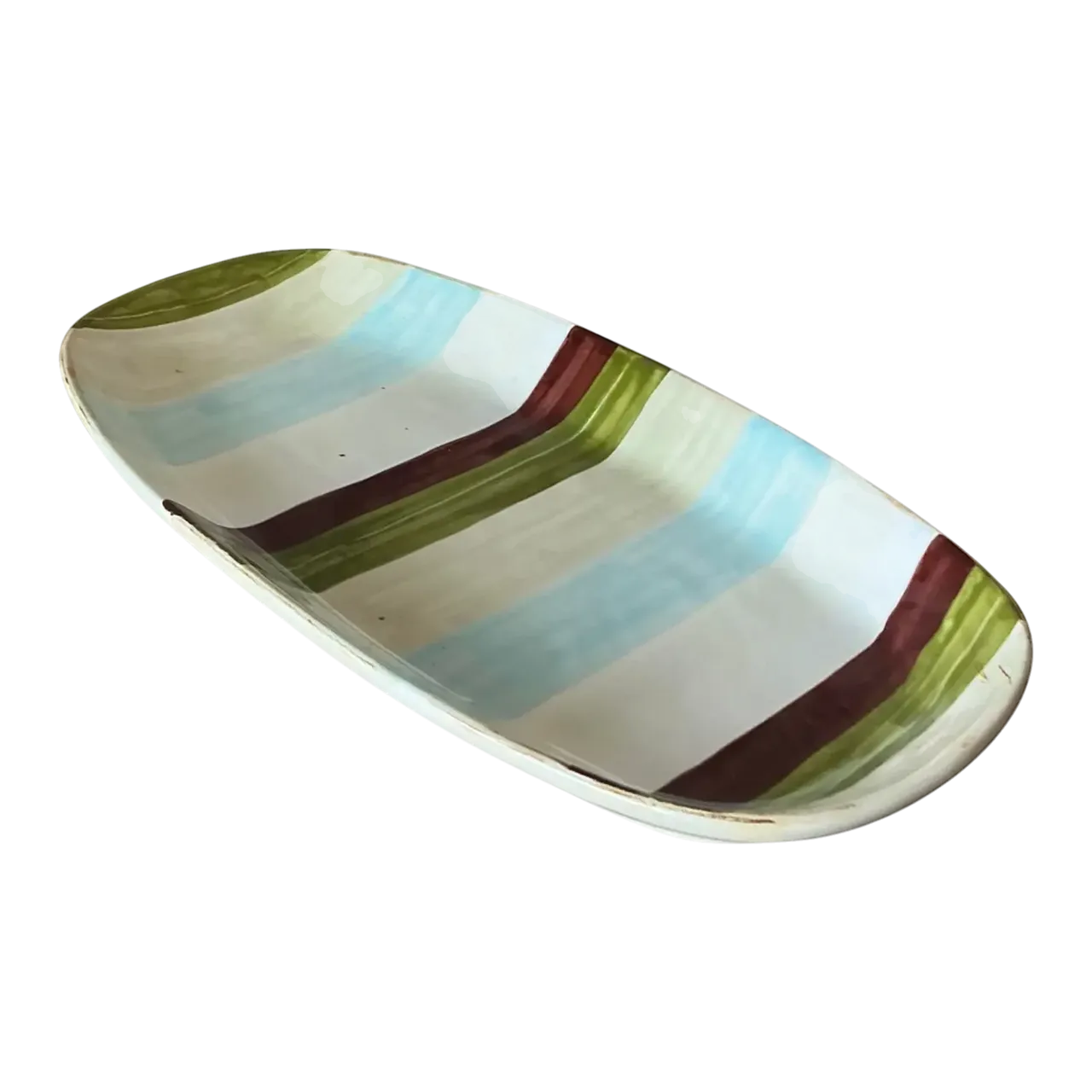 Vintage Boho Italian Vietri Glazed Ceramic Serving Tray