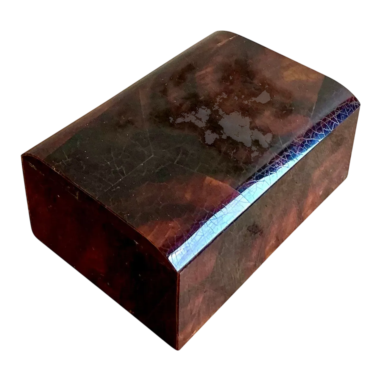 Vintage Boho Lacquered Coconut Shell Box
