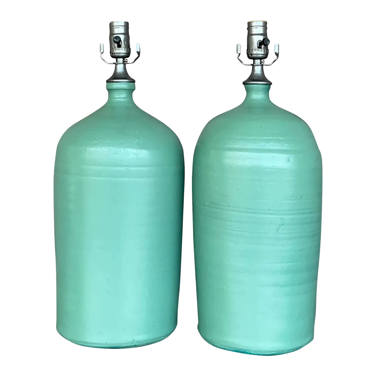 Vintage Boho Matte Glazed Ceramic Lamps - a Pair
