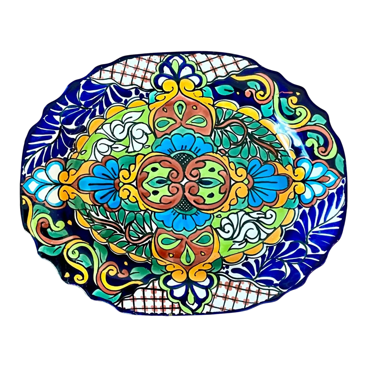 Vintage Boho Mexican Hand Painted Platter