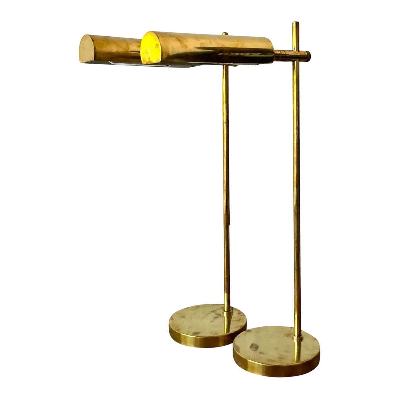 Vintage Boho Modernist Brass Table Lamps - A Pair