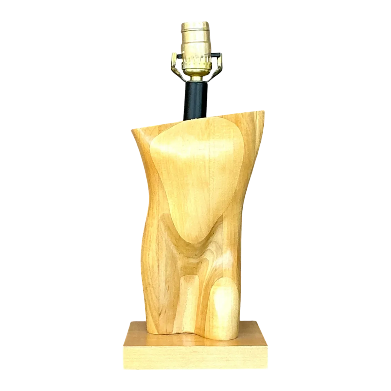 Vintage Boho Monumental Carved Male Torso Lamp