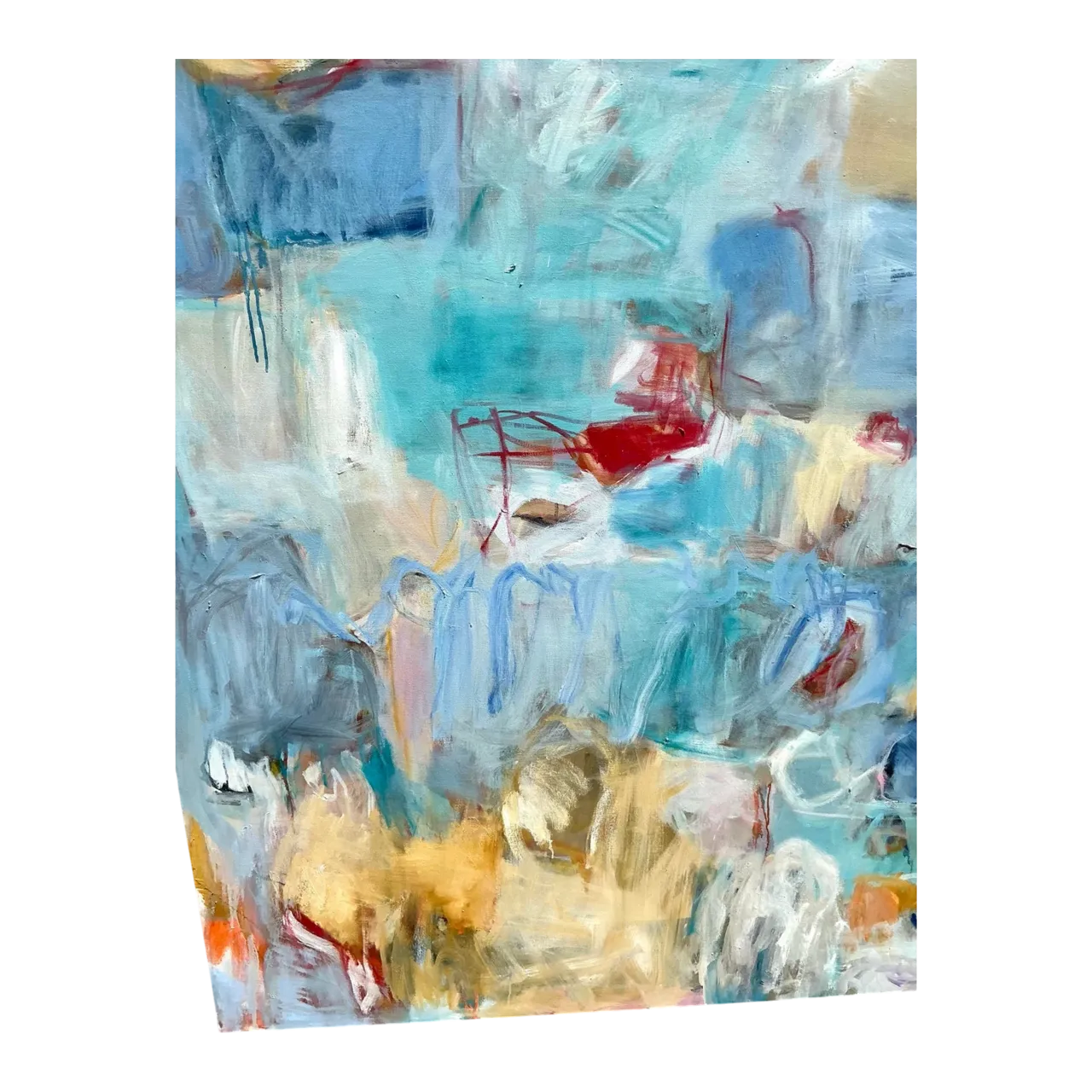 Vintage Boho Monumental Original Abstract Oil on Canvas