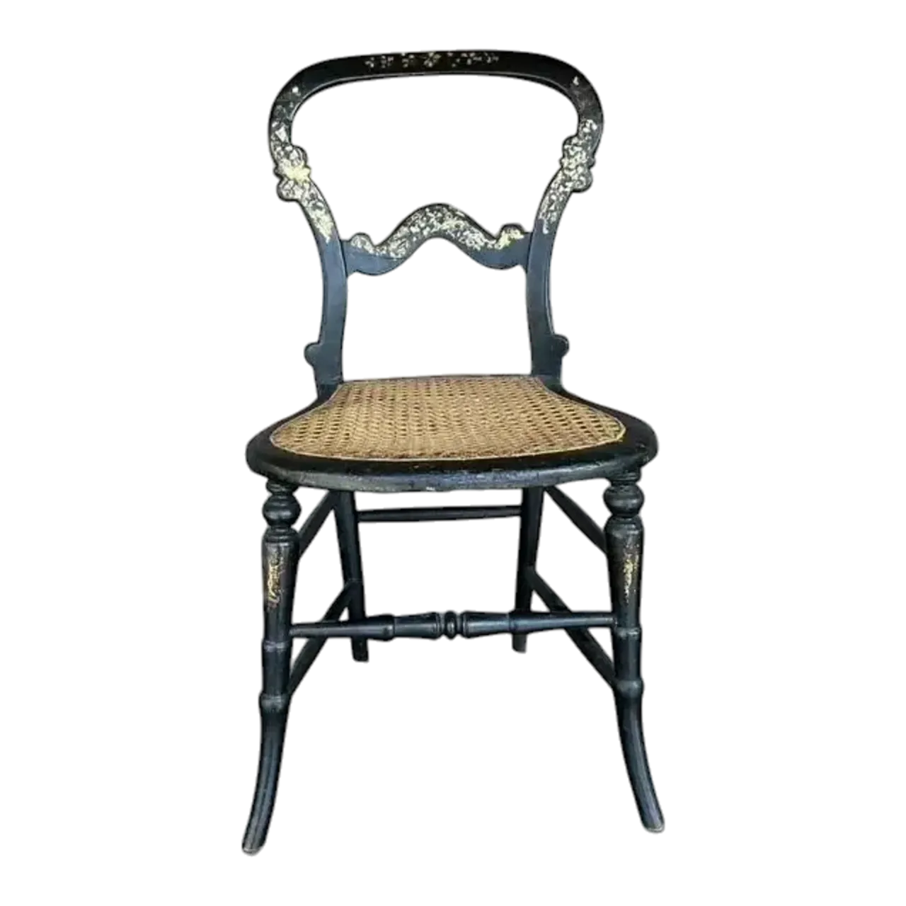 Vintage Boho Mother of Pearl Inlay Papier Mache Chair