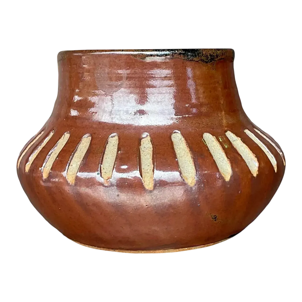 Vintage Boho Notched Studio Pottery Vase