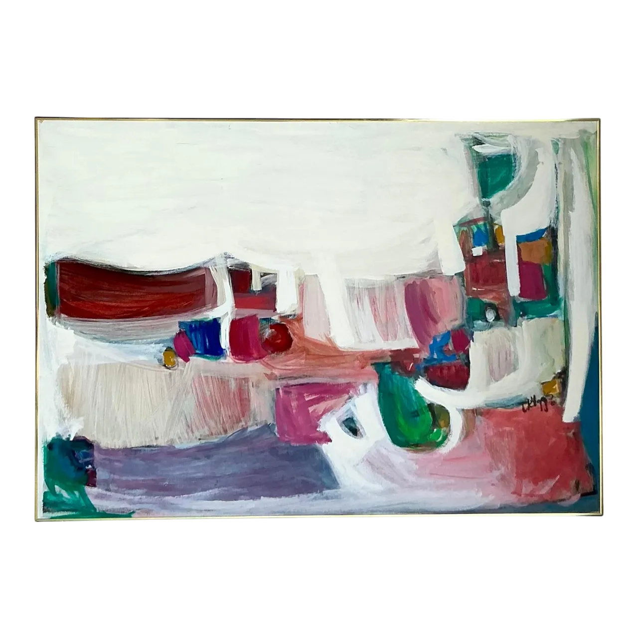 Vintage Boho Original 1966 Abstract Oil on Canvas