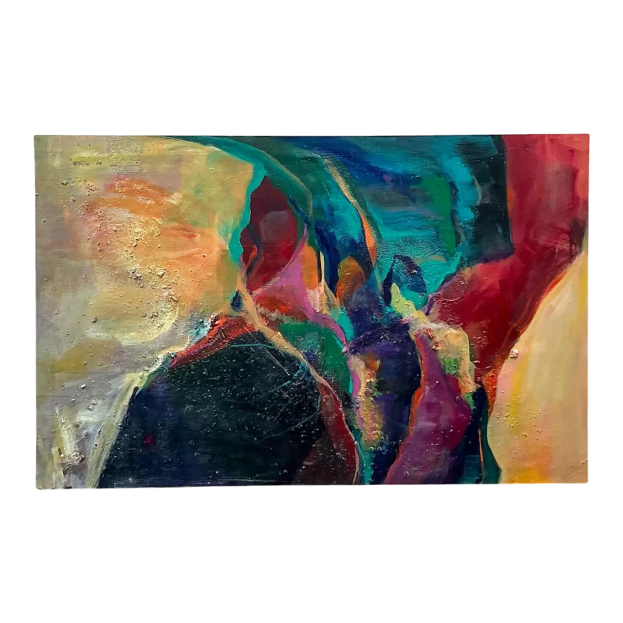 Vintage Boho Original Abstract Oil Painting on Canvas - Oil Paint, 36W x 36H