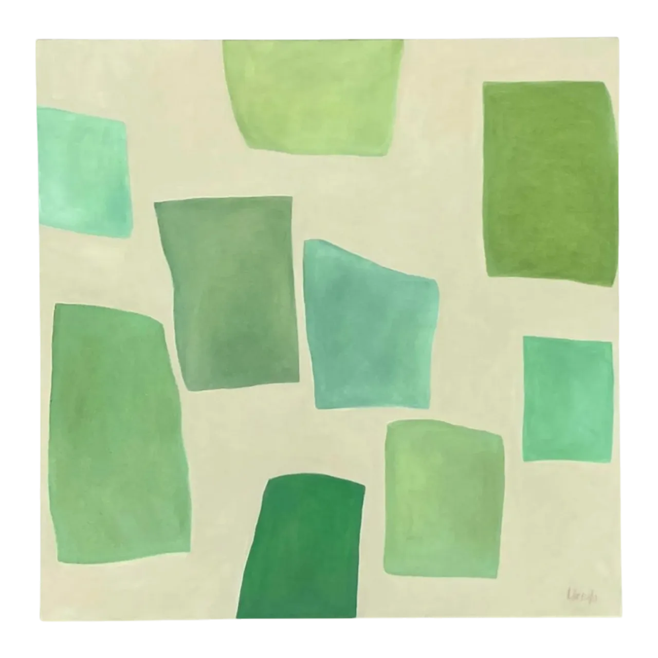 Vintage Boho Original Geometric Abstract Oil on Canvas - Canvas, 36W x 36H
