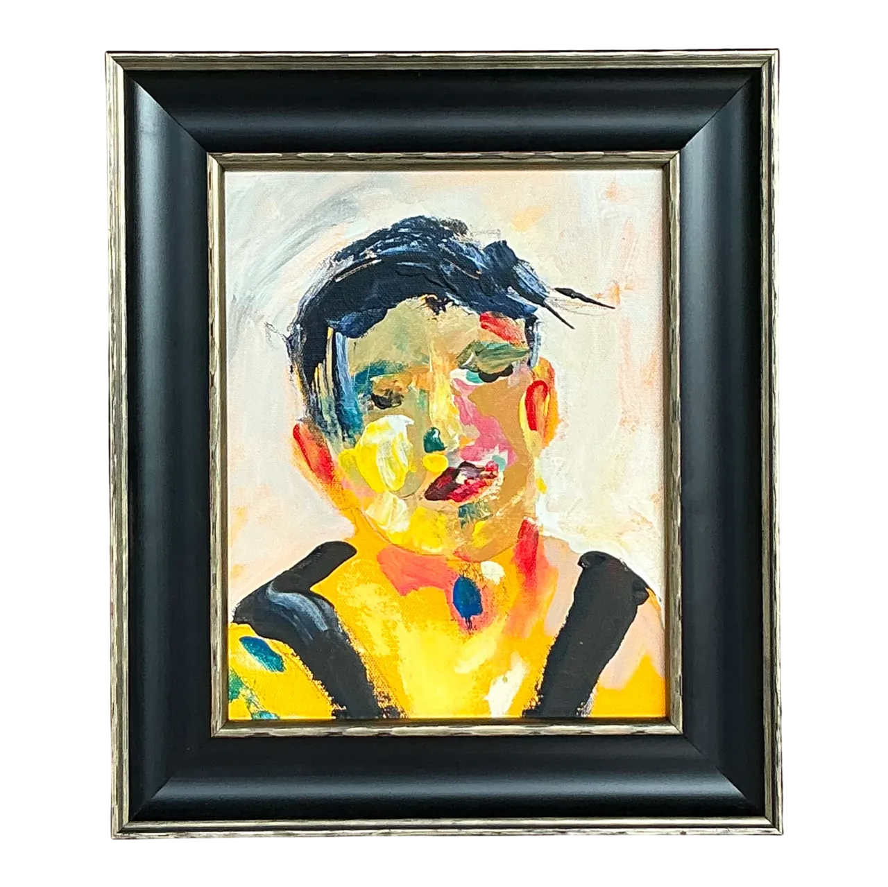 Vintage Boho Original Oil Portrait on Board