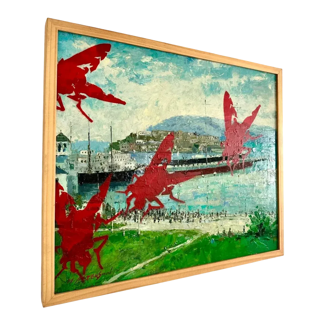 Vintage Boho Outsider Art Reclaimed Oil on Canvas