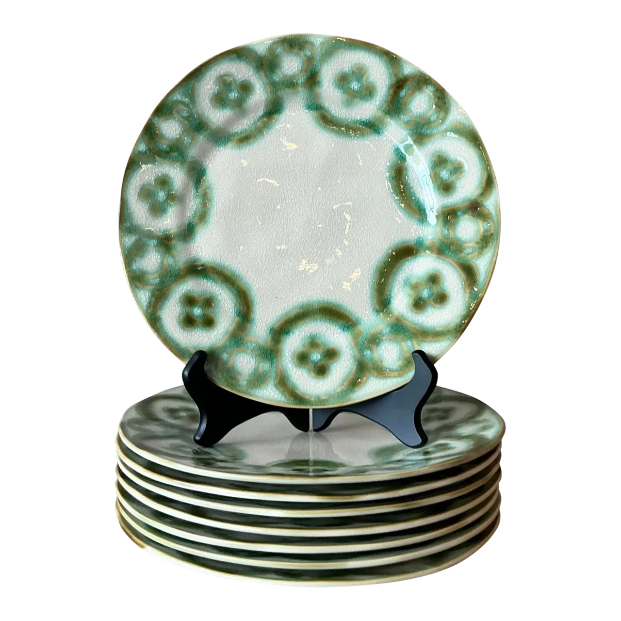 Vintage Boho Portuguese Hand Painted Dinner Plates - Set of 8