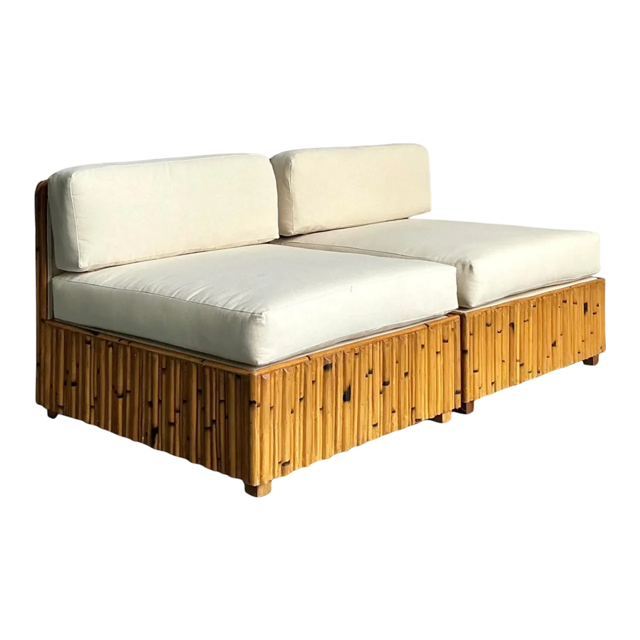 Vintage Boho Pretzel Rattan Slipper Chairs - A Pair
