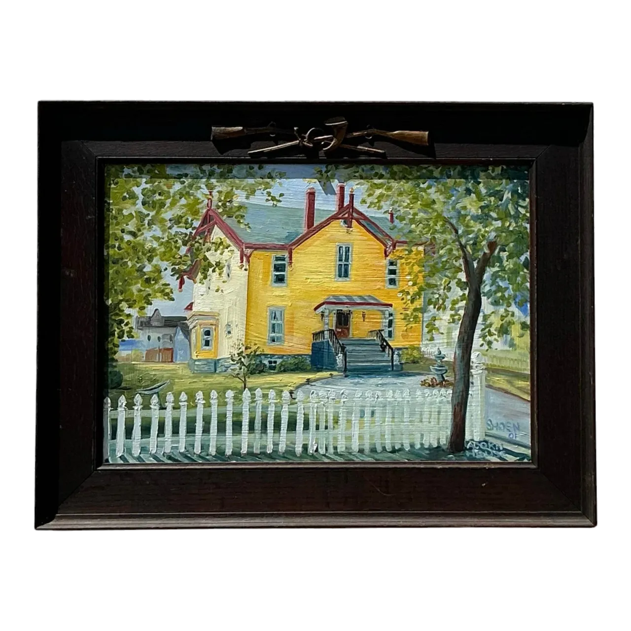 Vintage Boho Primitive Landscape Oil on Board