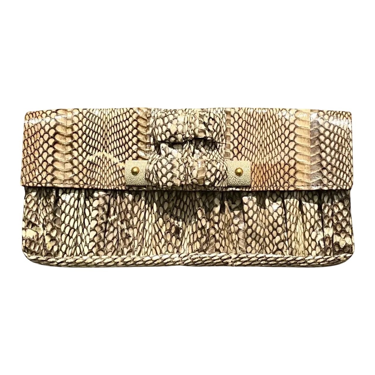Vintage Boho R & Y Augousti Snake Skin Clutch Purse