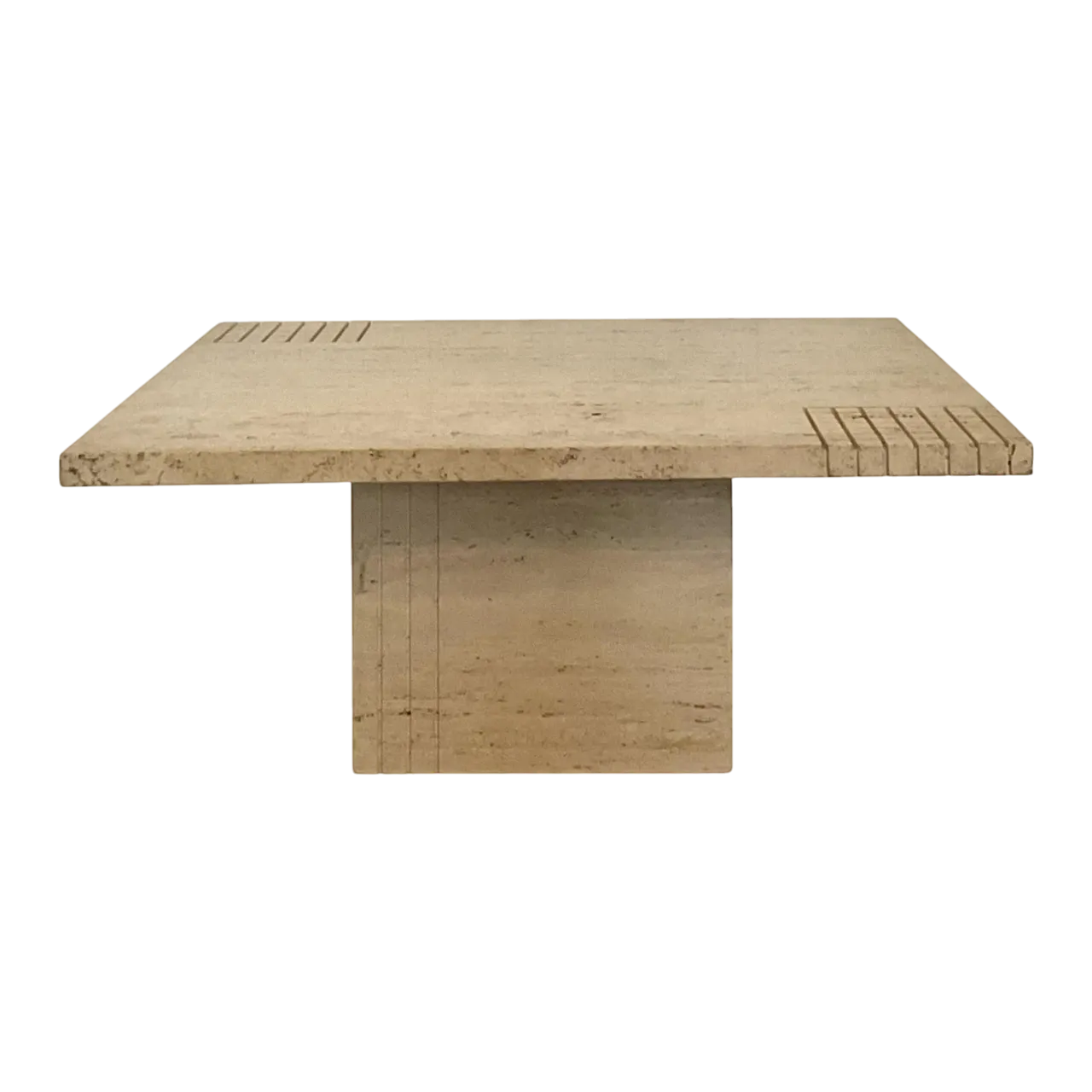 Vintage Boho Scored Travertine Side Table