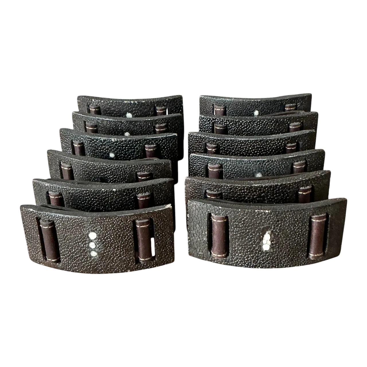 Vintage Boho Shagreen Napkin Rings - Set of 12
