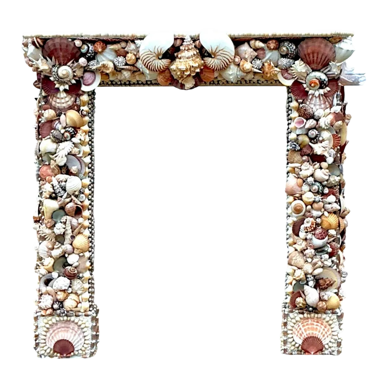 Vintage Boho Shell Encrusted Fireplace Surround