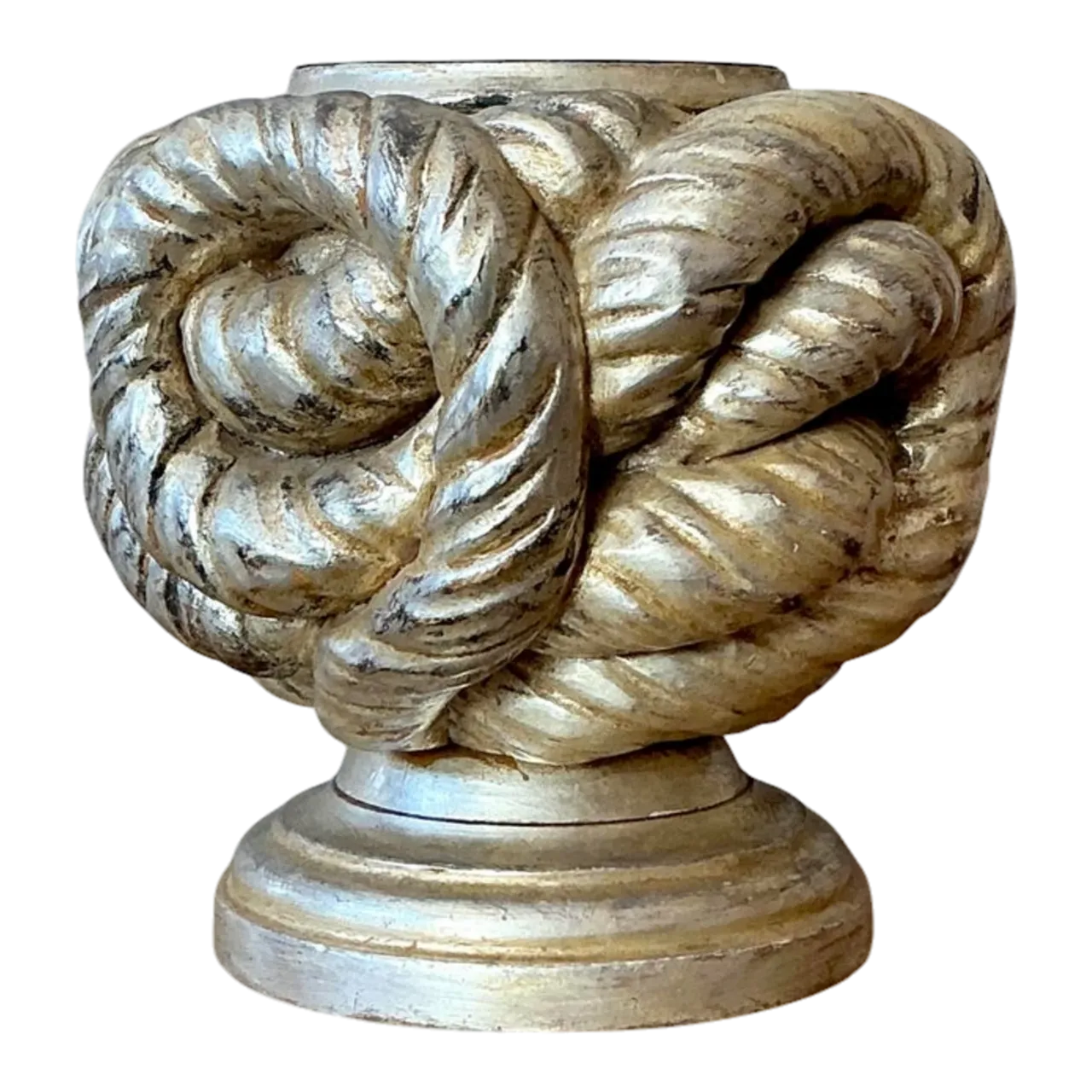 Vintage Boho Silver Leaf Knot Candlestick Holder