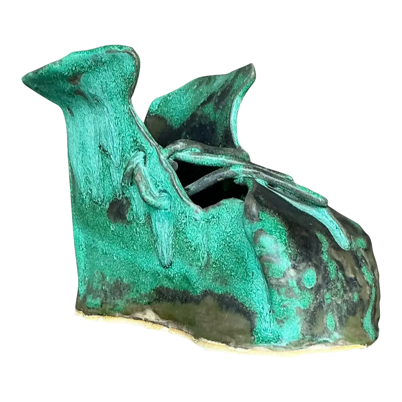 Vintage Boho Slab Built Studio Pottery Shoe Sculpture Z
