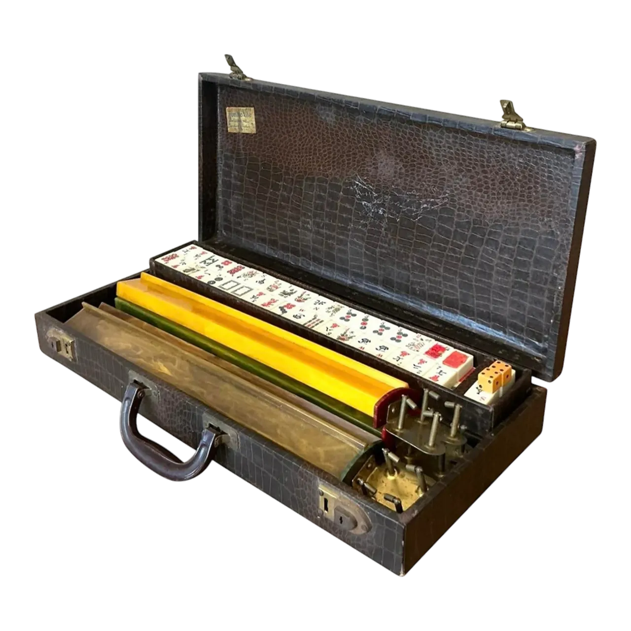 Vintage Boho Stamped Croc Mahjong Set