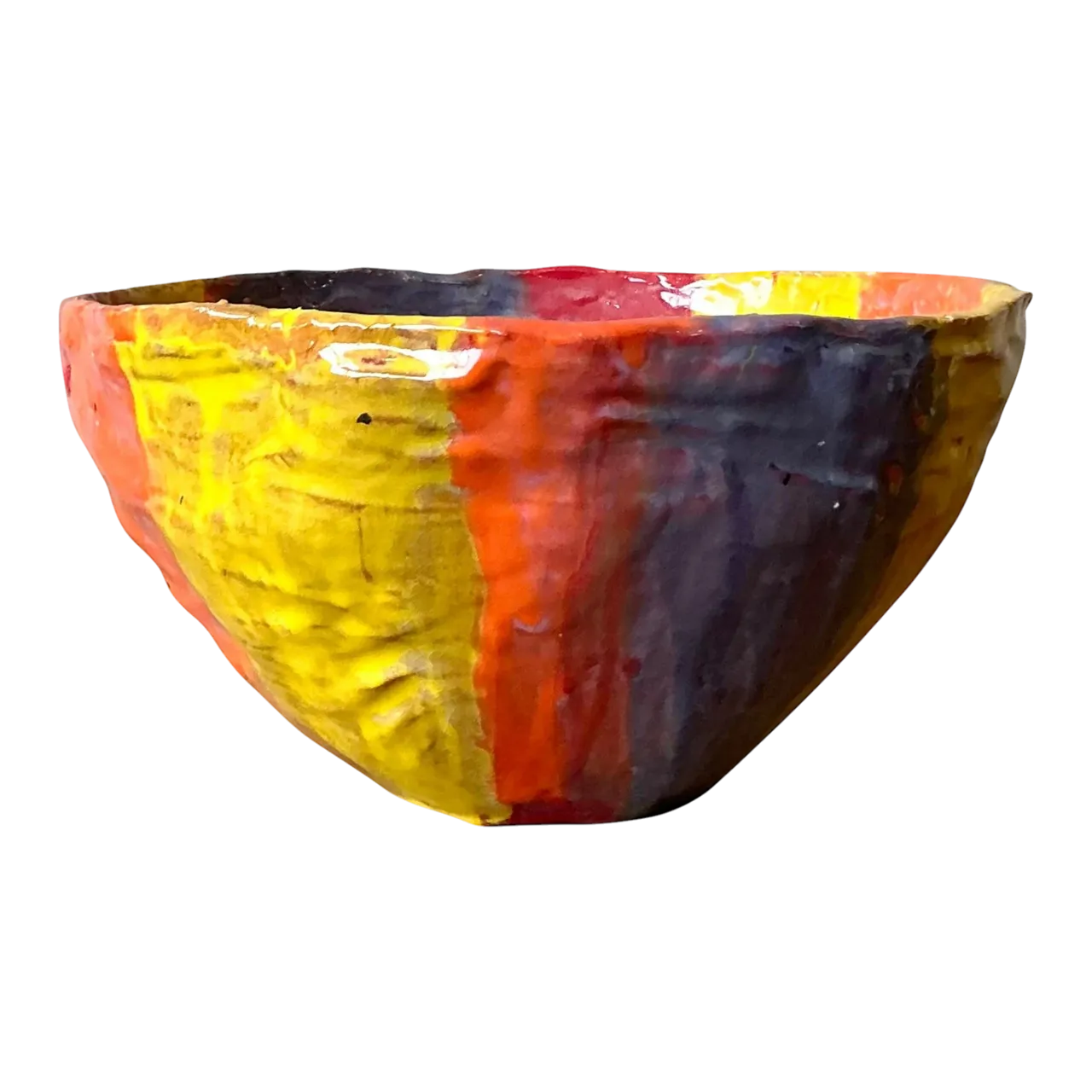 Vintage Boho Striped Studio Pottery Bowl