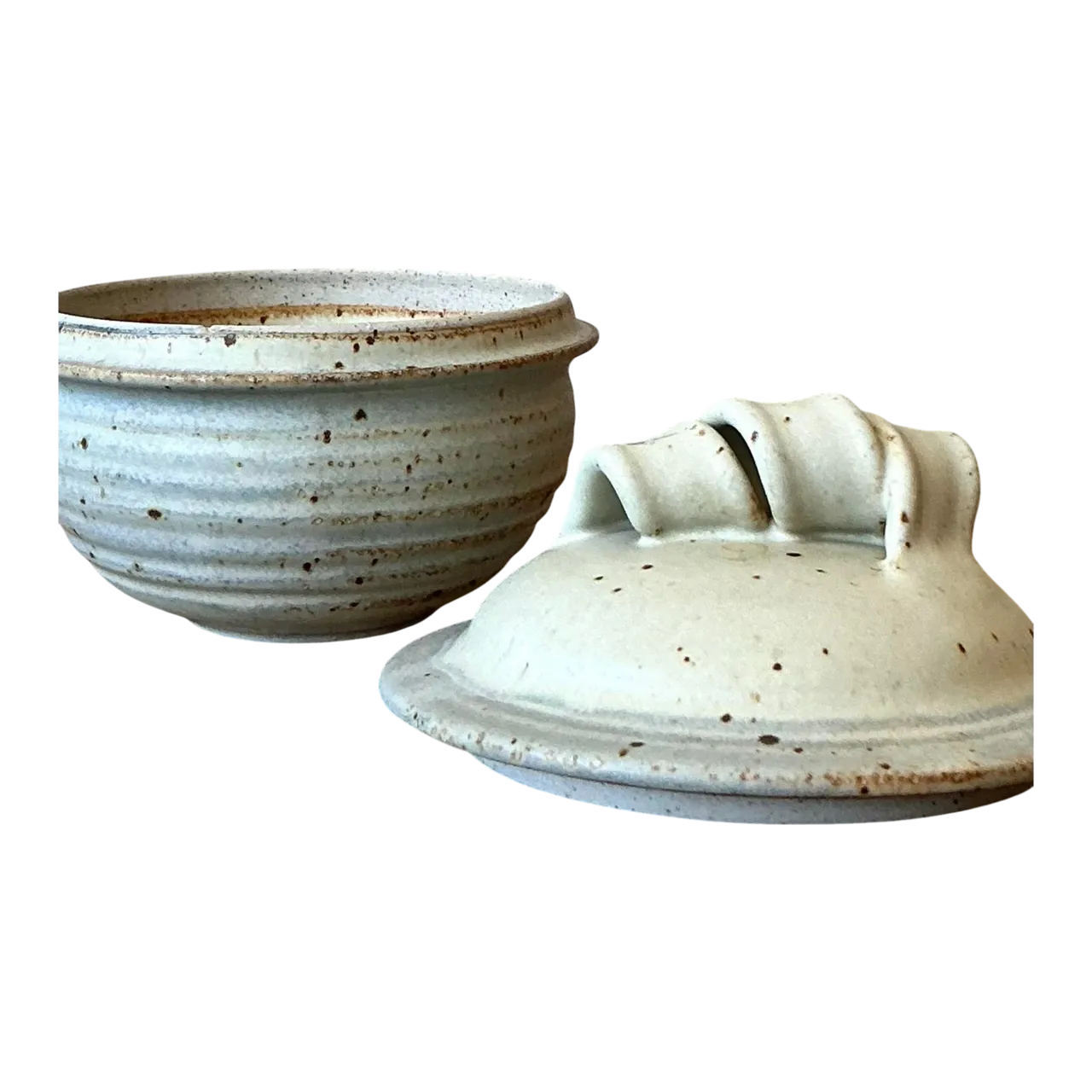 Vintage Boho Studio Pottery Lidded Bowl - Ceramic, 6.2W x 5.75H