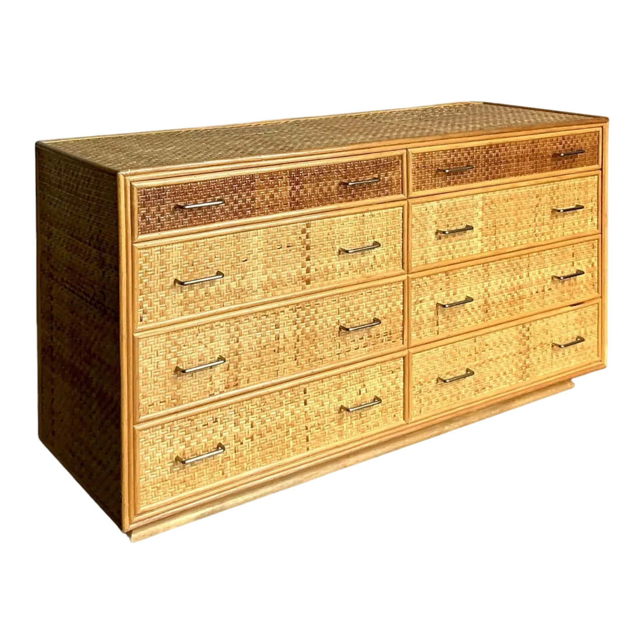 Vintage Boho Woven Rattan Dresser