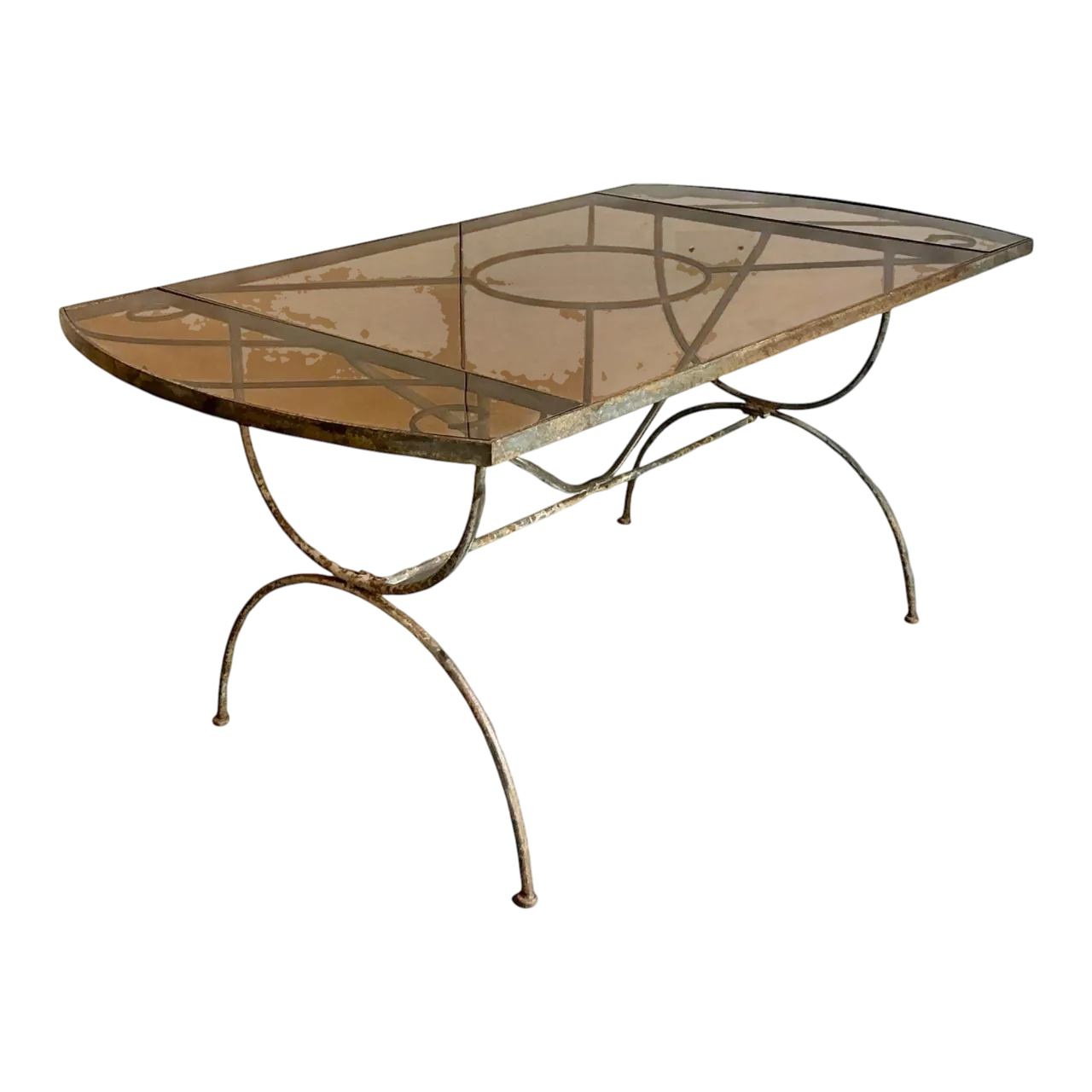 Vintage Boho Wrought Iron Dining Table After Tempestini