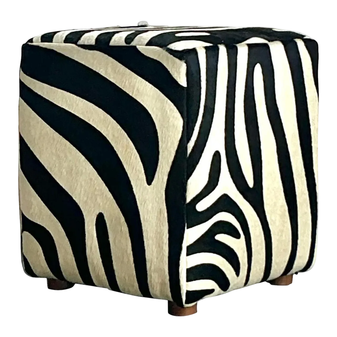Vintage Boho Zebra Ottoman