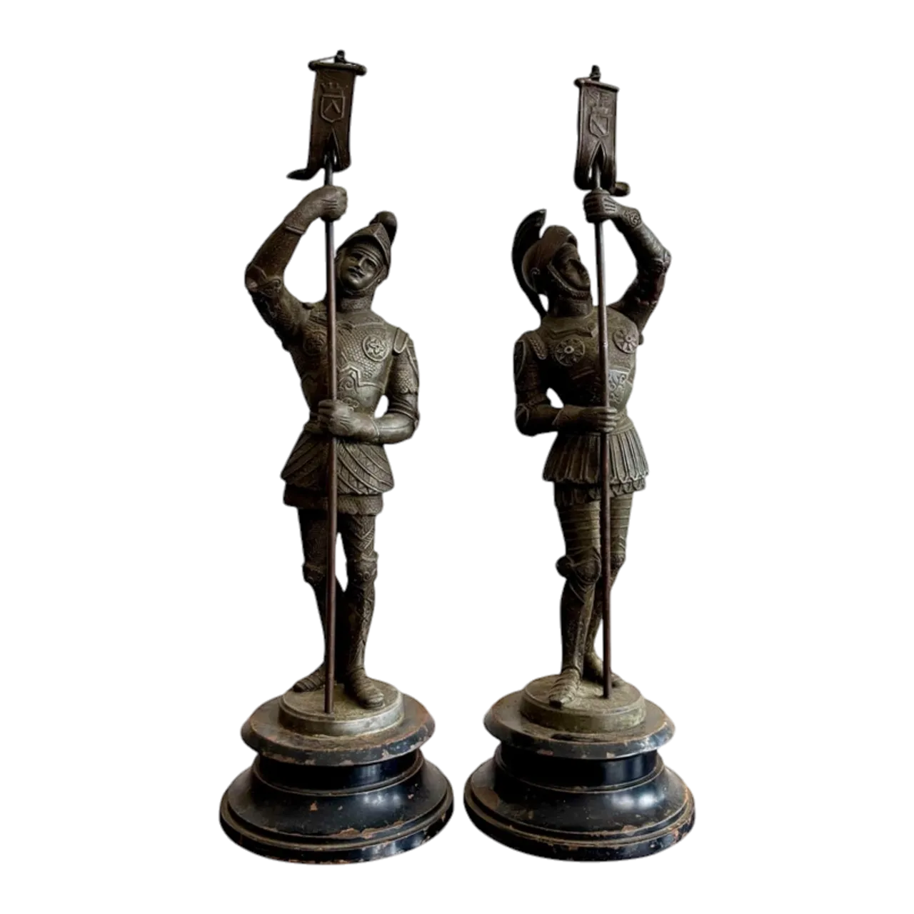 Vintage Bronze Soilder Statue - Set of 2