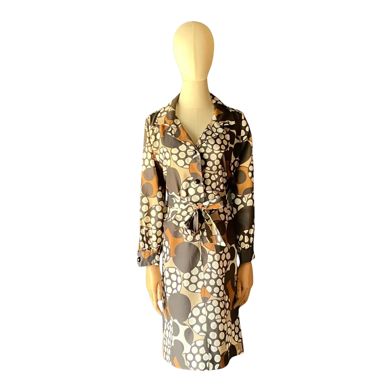 Vintage Brown & White Patterned Dress