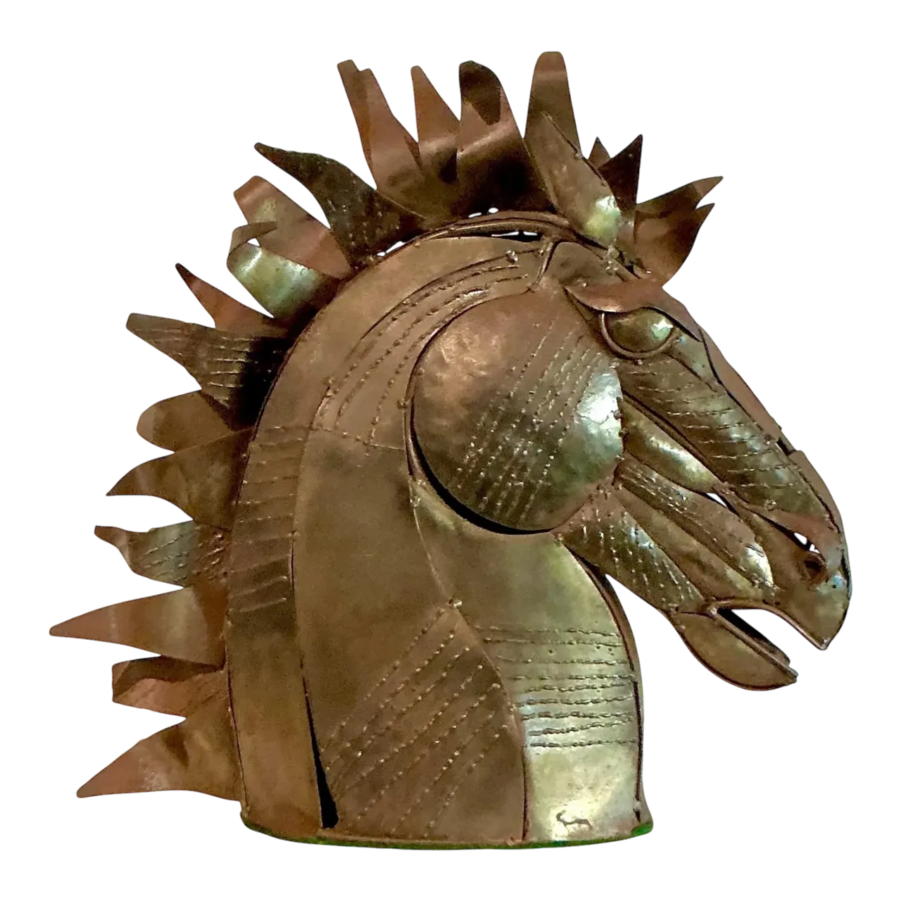Vintage Brutalist Torch Cut Copper Horse Head