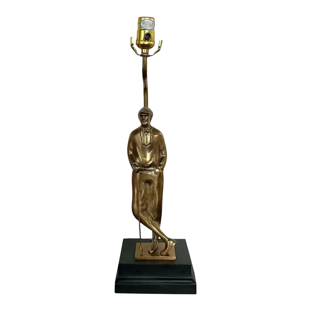 Vintage Cast Brass Vintage Golfer Lamp