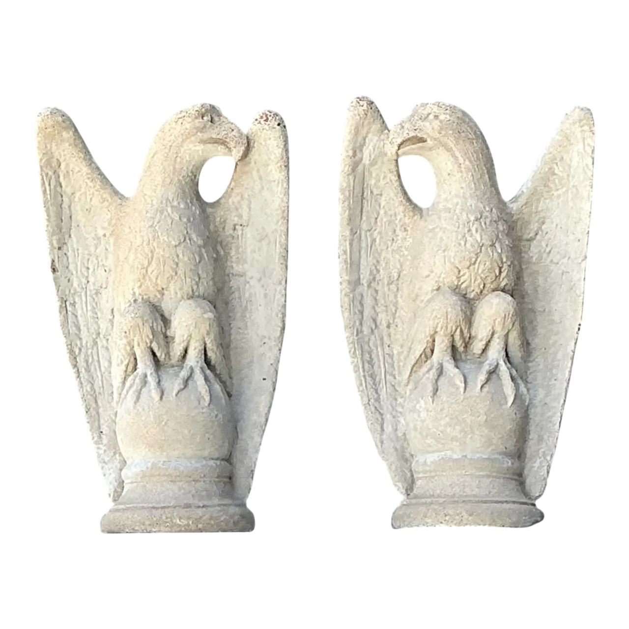 Vintage Cast Cement Eagle Statues - Pair