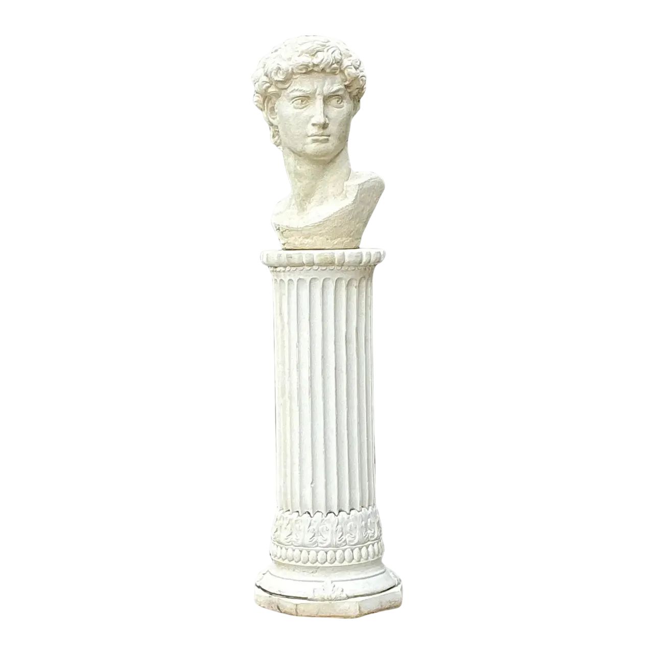 Vintage Cast Concrete Bust of Davin on Pedestal