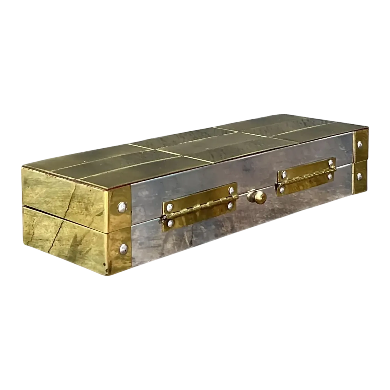 Vintage Checkerboard Brass Box