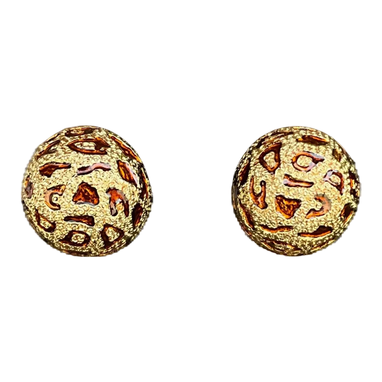 Vintage Ciner Leopard Enamel Clip on Earrings