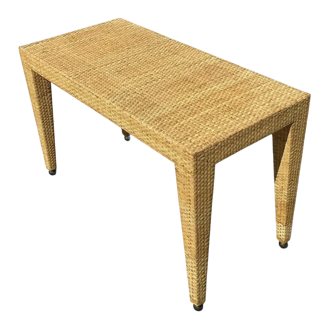Vintage Coastal Baker Milling Road Woven Rattan Low Console