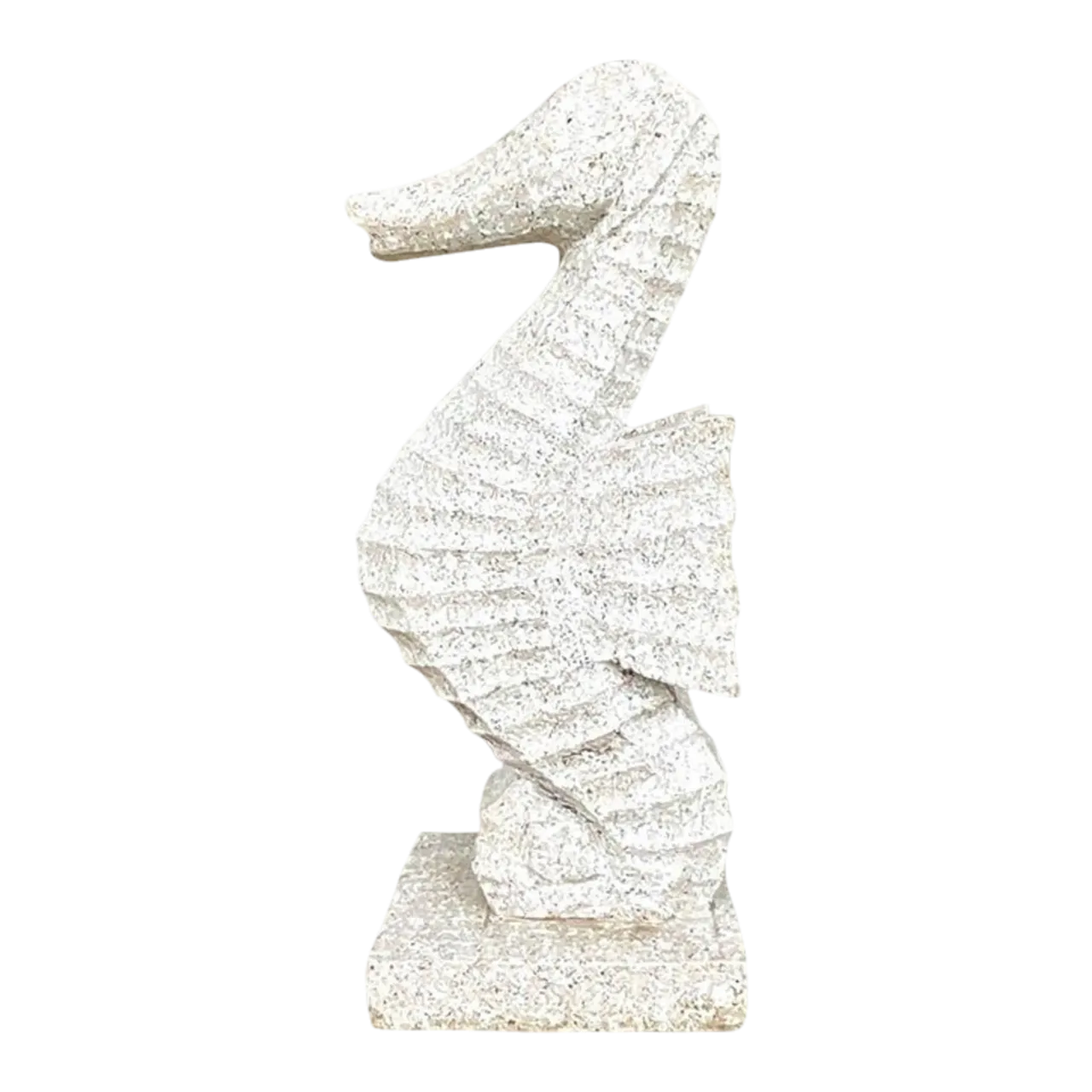 Vintage Coastal Carved Stone Seahorse Statue