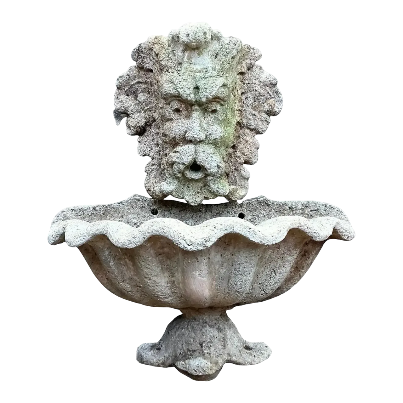 Vintage Coastal Cast Stone Clamshell Fountain