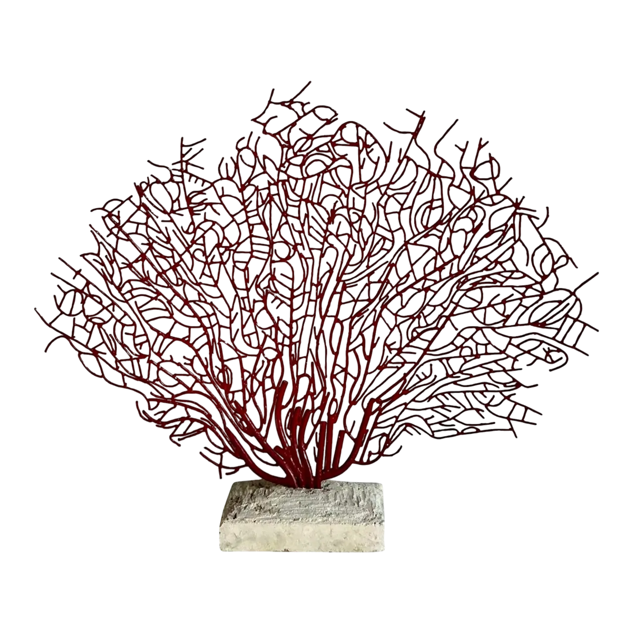 Vintage Coastal Palecek Metal Grand Coral Fan Sculpture
