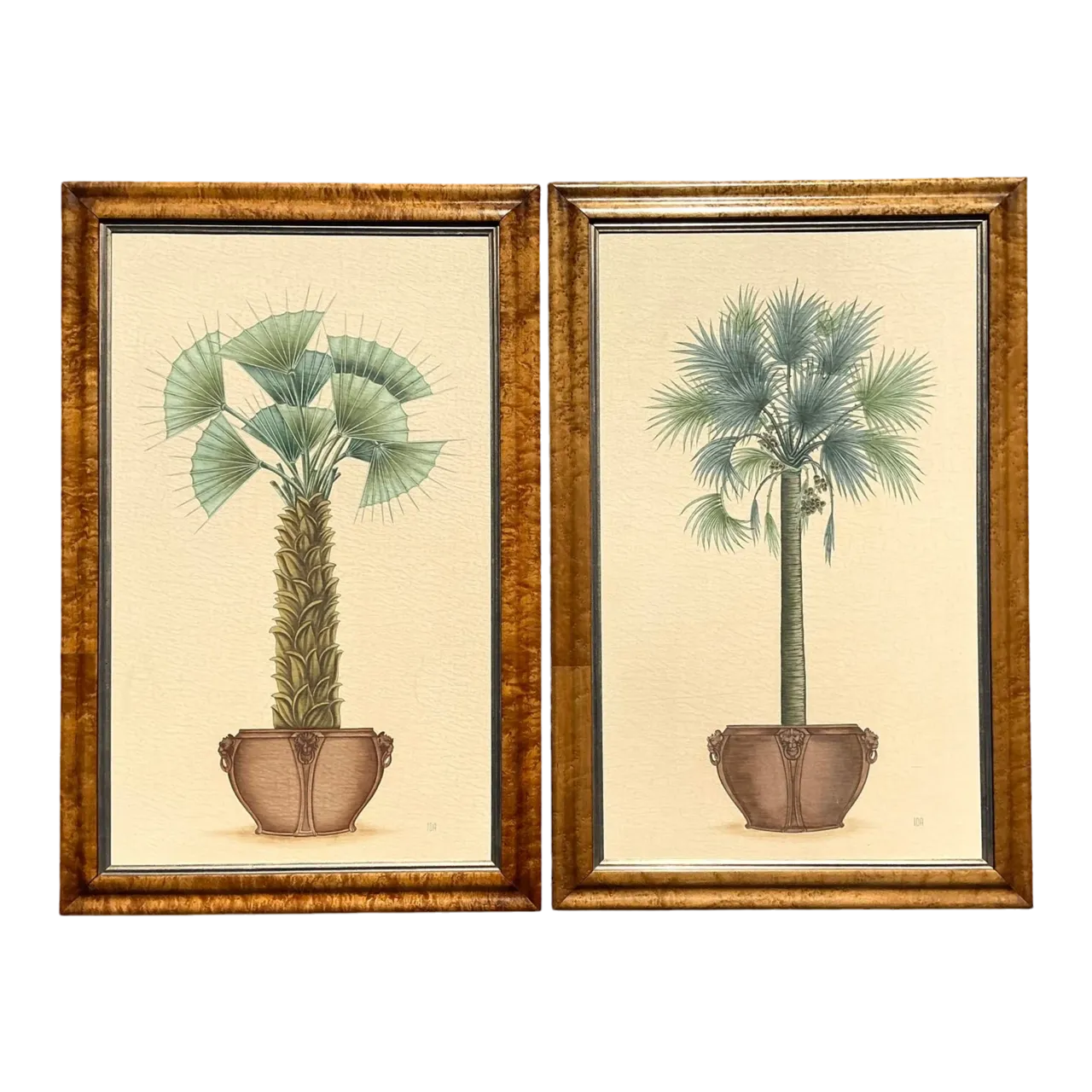 Vintage Coastal Palm Printed - A Pair